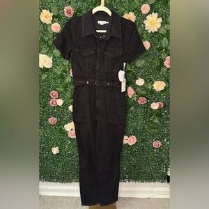 Good American Black Charcoal Denim Jumpsuit NWT!